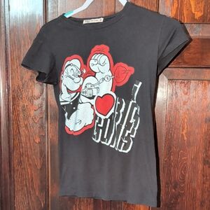 Black Popeye Graphic Kids T-Shirt